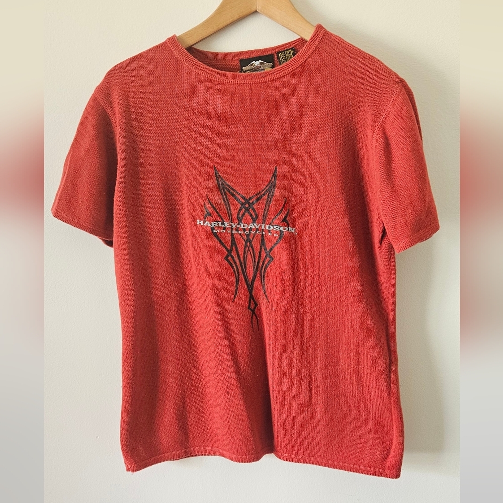 Vintage Harley-Davidson Red Short Sleeve Sweater